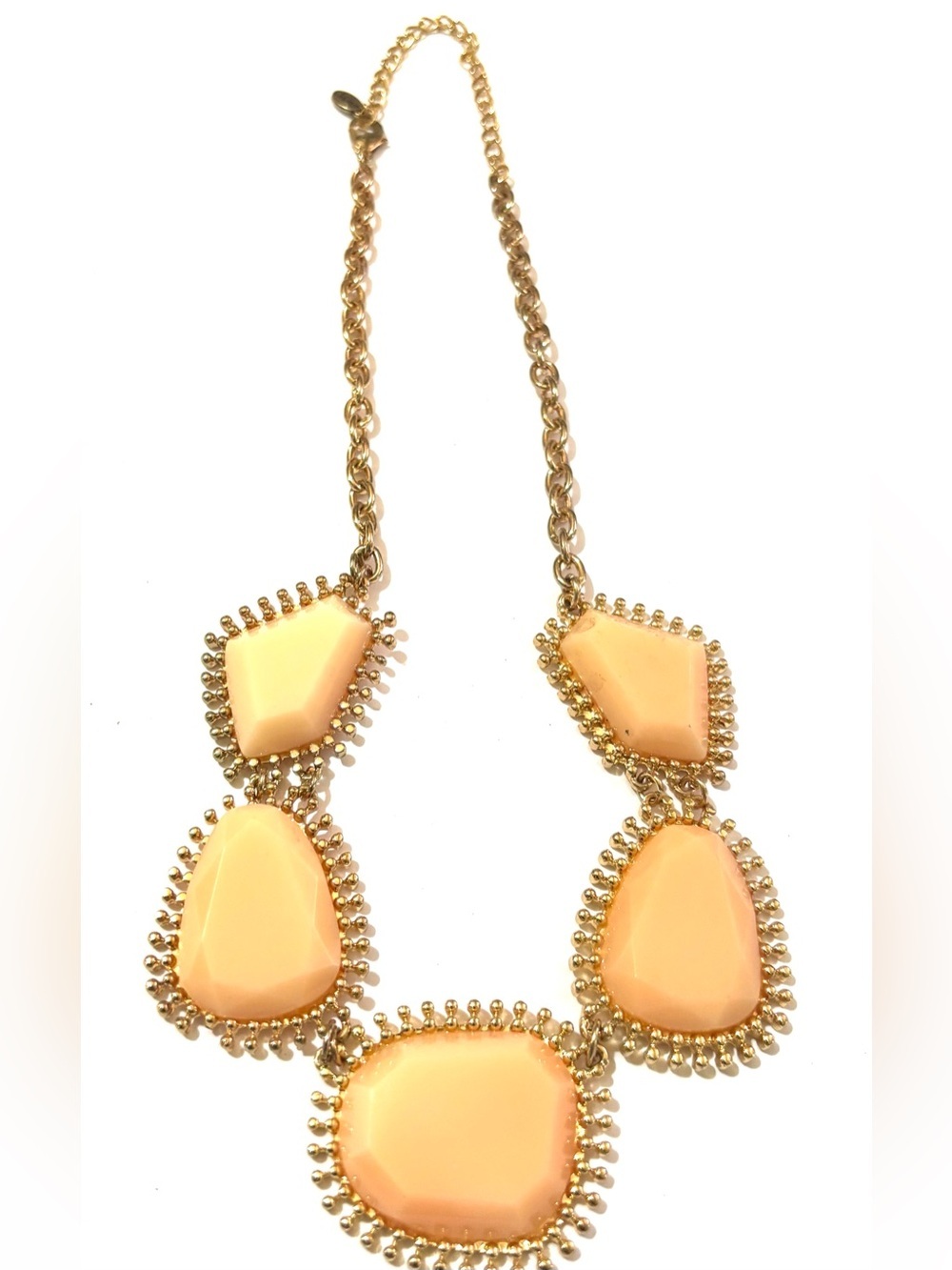 Fashion Jewelry Gold-Tone Necklace with Peach Stones